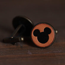 Load image into Gallery viewer, Mickey Mouse Cufflinks for Men Handmade Leather Mickey Cuff Links
