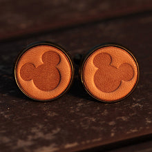 Load image into Gallery viewer, Mickey Mouse Cufflinks for Men Handmade Leather Cuff Links
