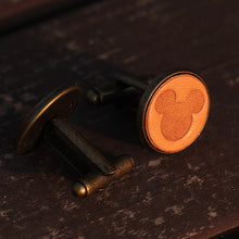 Load image into Gallery viewer, Mickey Mouse Cufflinks for Men Handcrafted Leather Mickey Cuff Links
