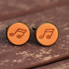 Load image into Gallery viewer, Musical Symbol Handmade Leather Cufflinks for Men
