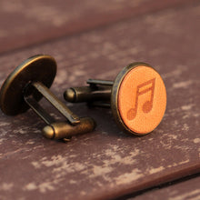 Load image into Gallery viewer, Musical Symbol Handcrafted Leather Cufflinks for Men
