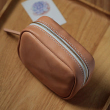 Load image into Gallery viewer, MerrySix Crafts Handmade Cute Travel Makeup Bag for Women Veg-Tanned Leather Beauty Cosmetic Bag
