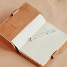 Load image into Gallery viewer, MerrySix Handcrafts Handmade Natural Veg-tanned Leather Field Note Book Cover Journal Diary
