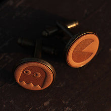 Load image into Gallery viewer, Pac-Man Doodle Handmade Leather Cufflinks for Men
