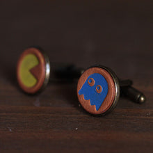 Load image into Gallery viewer, Pac-Man Doodle Handcrafted Leather Cufflinks for Men
