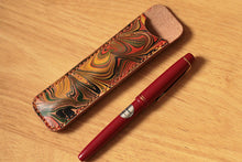 Load image into Gallery viewer, MerrySix Hand-Stitched Crafts Handmade Cute Paper Marbling Pattern Pencil Case Veg-tanned Leather Pen Pouch Bag
