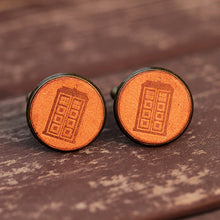 Load image into Gallery viewer, Handmade Phone Booth Leather Cufflinks for Men
