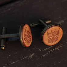 Load image into Gallery viewer, Transformers Optimus Prime &amp; Decepticons Handmade Leather Cufflinks for Men
