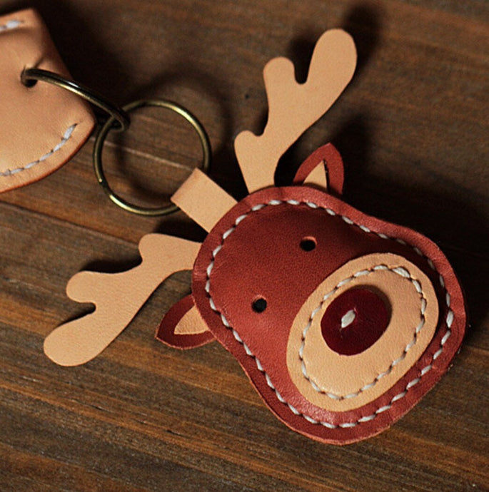 MerrySix Crafts Handmade Cute Reindeer Key Chain Personalized Animal Deer Bag Charm
