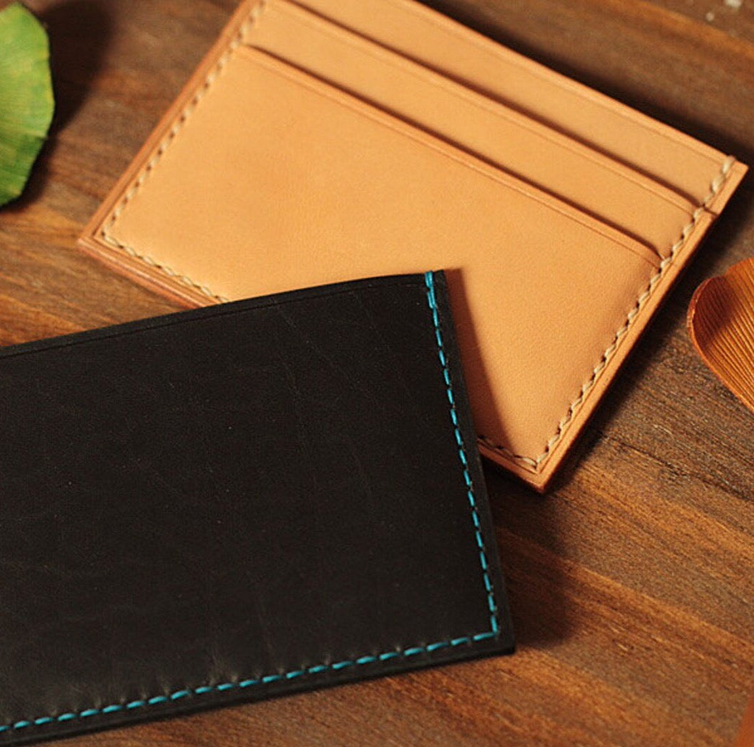 MerrySix Crafts Handmade Slim Card Holder for Men & Women RFID Front Pocket Leather Business Card Case Wallet