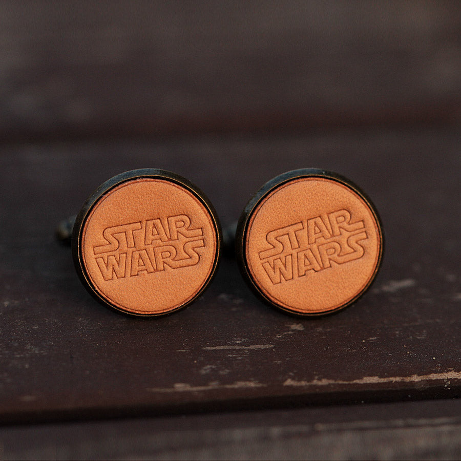 Handcrafted Star Wars Leather Cufflinks for Men
