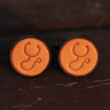 Load image into Gallery viewer, Stethoscope Handmade Leather Men&#39;s Cufflinks
