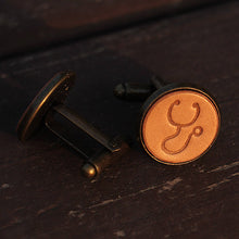 Load image into Gallery viewer, Stethoscope Handcrafted Leather Cuff Links for Men
