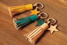 Load image into Gallery viewer, MerrySix Crafts Handmade Cute Tassel Key Chain Veg-Tanned Leather Personalized Bag Charm
