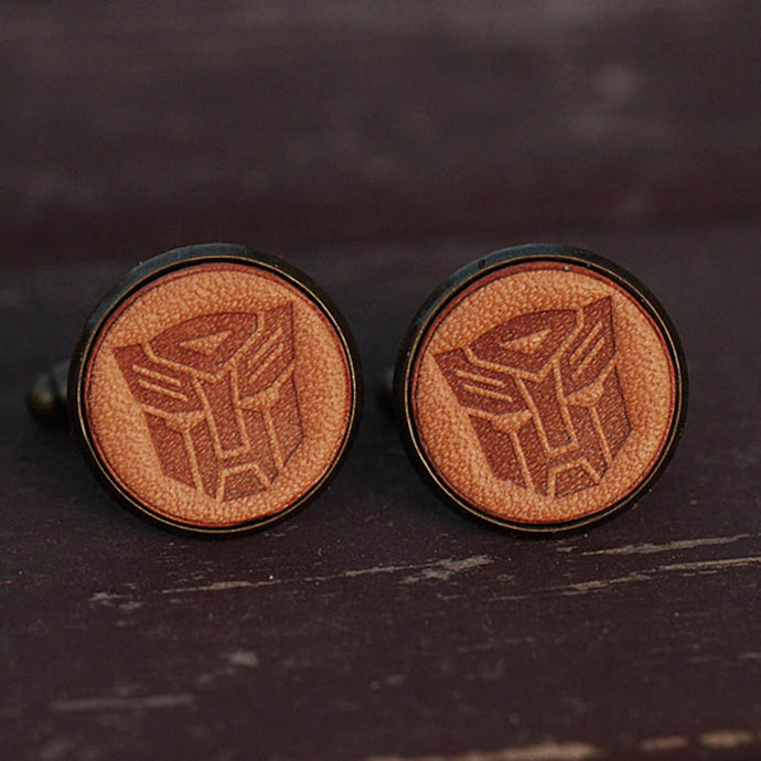 Transformers Optimus Prime Handcrafted Leather Cufflinks for Men
