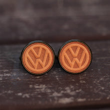 Load image into Gallery viewer, Vintage VW Volkswagen Handcrafted Leather Wedding Cufflinks for Men
