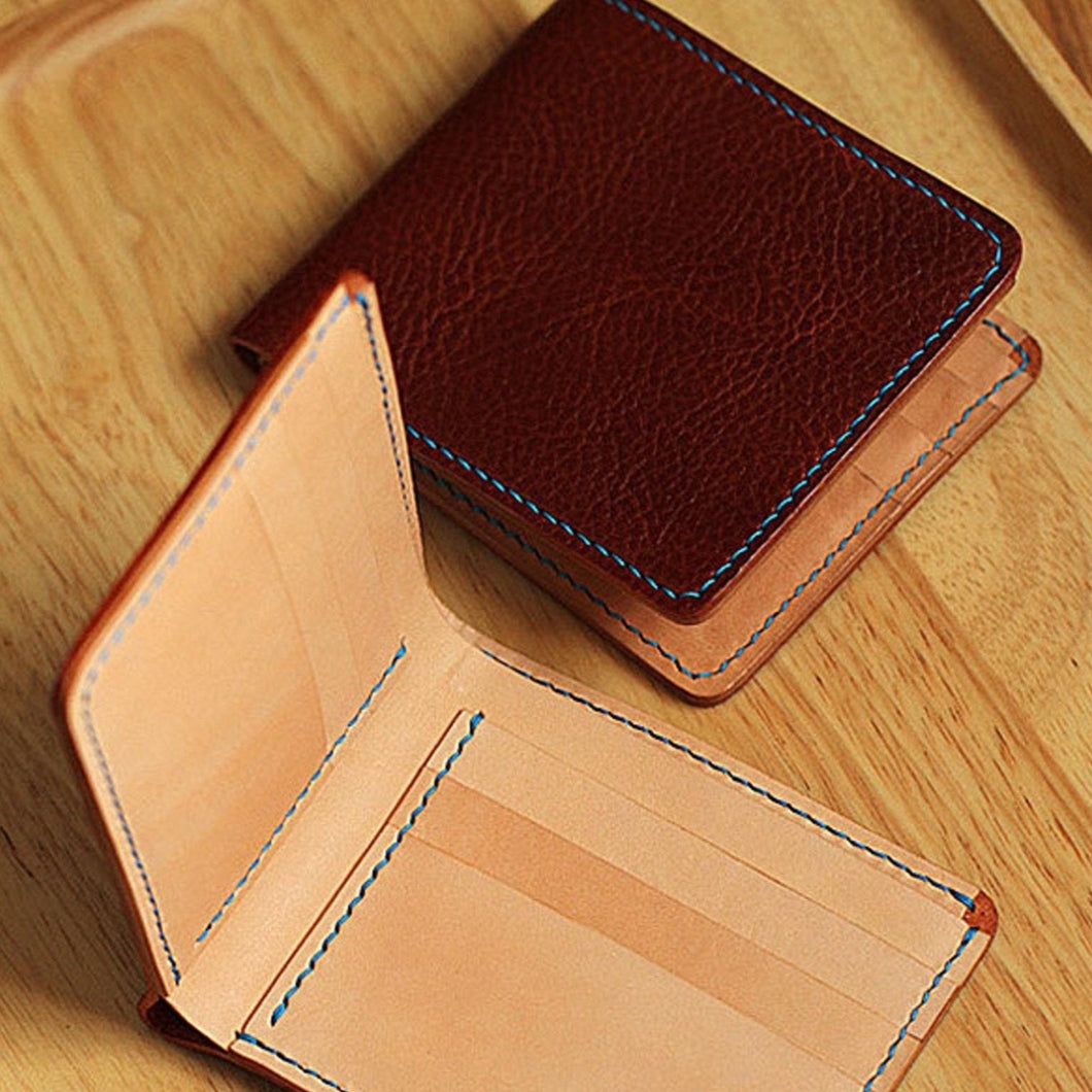 MerrySix Crafts Hand Stitching Slim Brown RFID Card Holder Wallets for Men & Women Personalized Handmade Wallet Craft Gift
