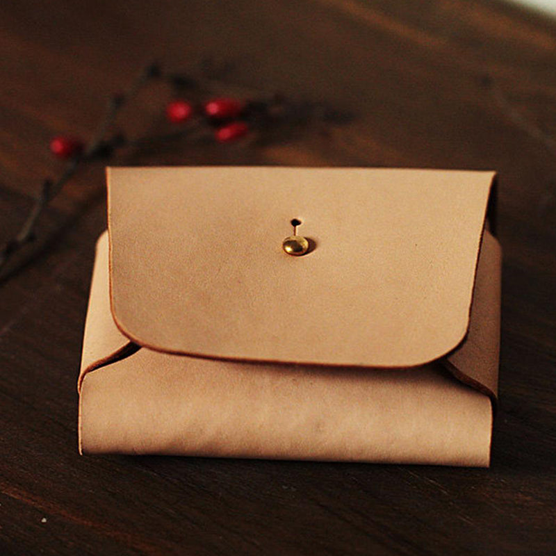 MerrySix Crafts Handmade Veg-tanned Leather Credit Card Holder Wallet