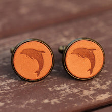 Load image into Gallery viewer, Handcrafted Dolphin Leather Cufflinks for Men
