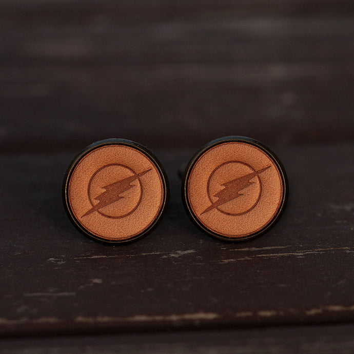 The Flash Superhero Handcrafted Leather Cufflinks for Men