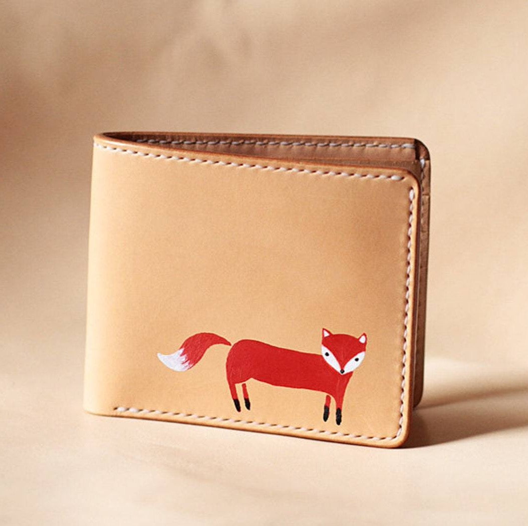 MerrySix Crafts Hand Drawing Fox Slim RFID Card Holder Wallets for Men & Women