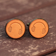 Load image into Gallery viewer, Handcrafted Headset Design Leather Cufflinks for Men
