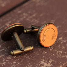 Load image into Gallery viewer, Handmade Headphone Design Leather Cufflinks for Men

