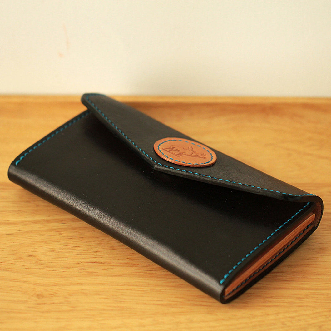 MerrySix Crafts Hand Stitching Slim Black RFID Card Holder Wallets for Men & Women