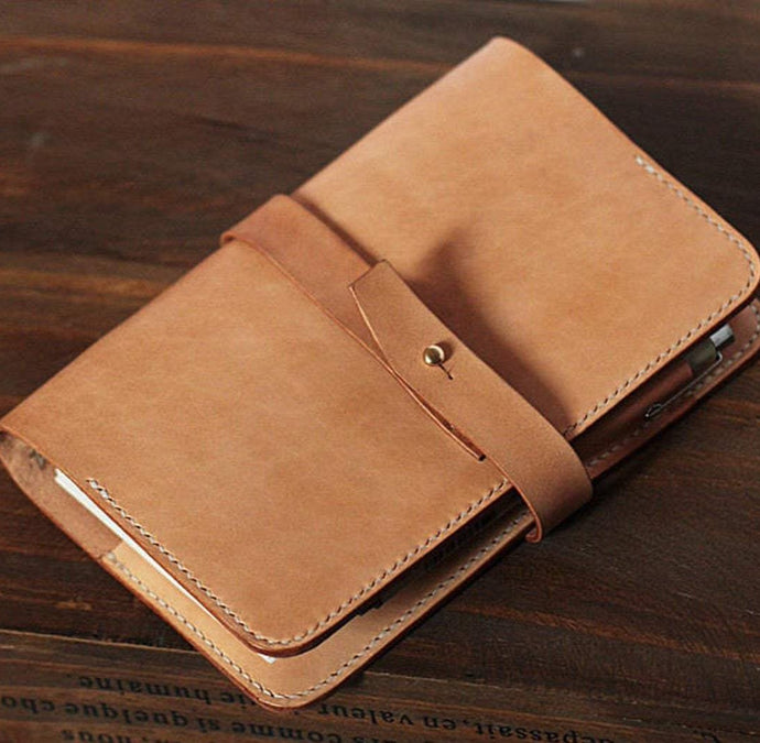 MerrySix 100% Hand-Stitched Veg-tanned Leather Field Note Book Cover Journal Diary