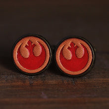 Load image into Gallery viewer, MerrySix Handcrafted Crafts Star Wars Cufflinks Red Rebel Alliance Leather Custom Cufflinks for Men
