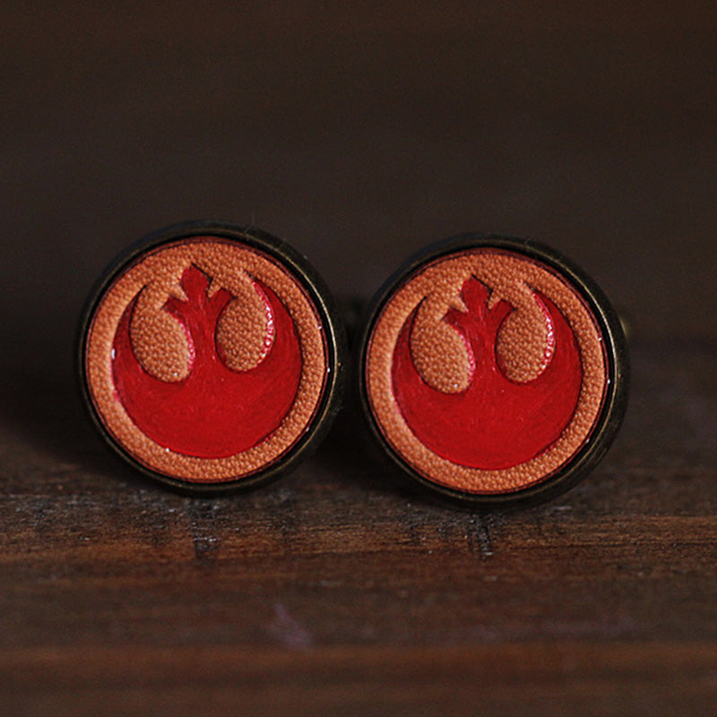 MerrySix Handcrafted Crafts Star Wars Cufflinks Red Rebel Alliance Leather Custom Cufflinks for Men