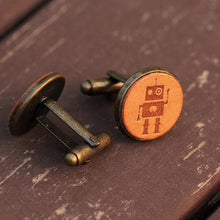 Load image into Gallery viewer, Vintage Robot Leather Cufflinks for Men
