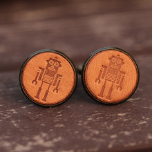 Load image into Gallery viewer, Handcrafted Vintage Robot Leather Cufflinks for Men
