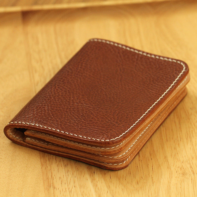 MerrySix Crafts Handmade Slim Brown RFID Card Holder Wallets for Men & Women Personalized Christmas Leather Crafts Gift