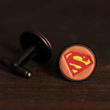 Load image into Gallery viewer, Handmade Superman Cuff Links Superhero Cufflinks for Men
